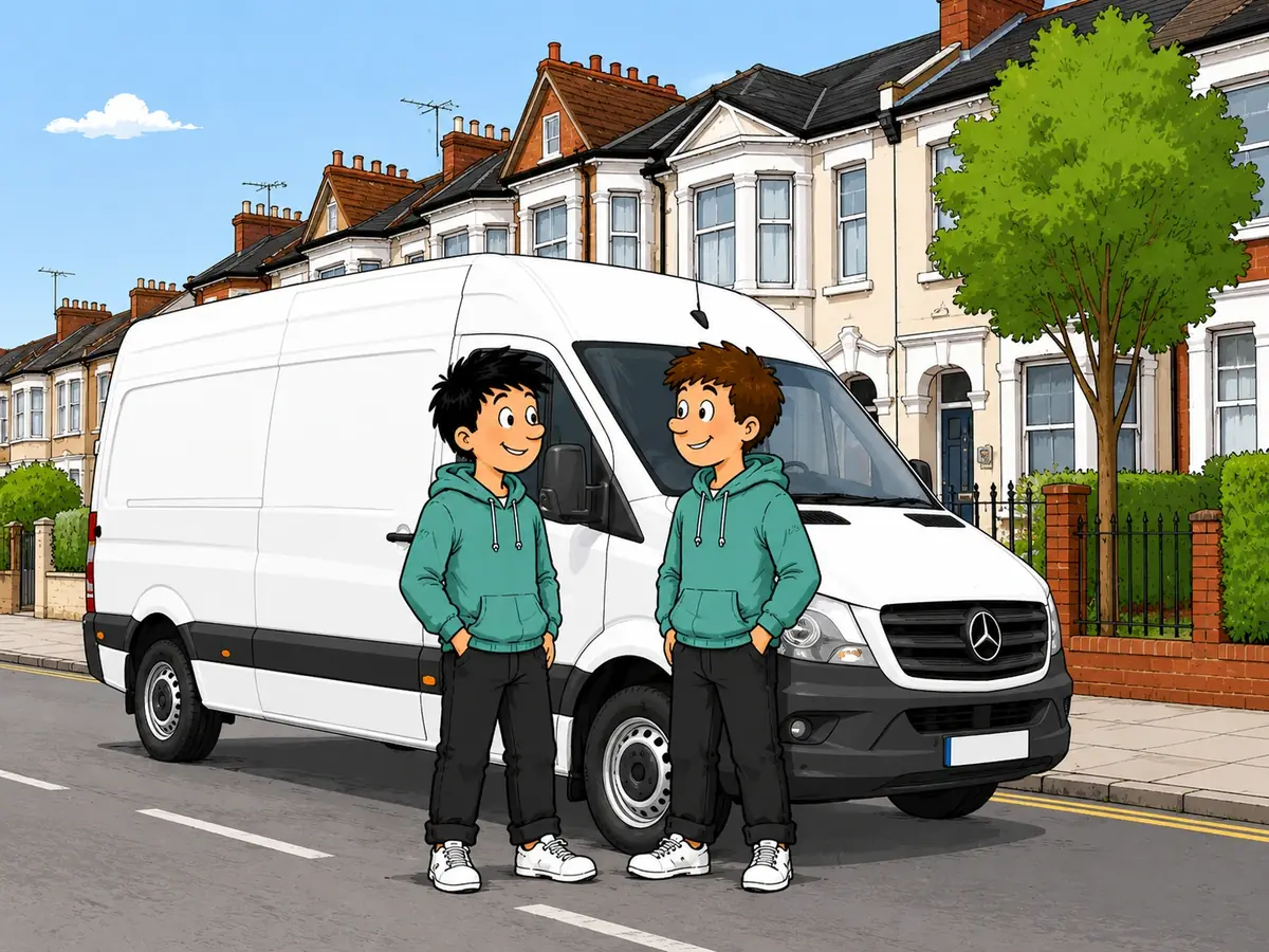 Man and van team loading a van on a Croydon residential street