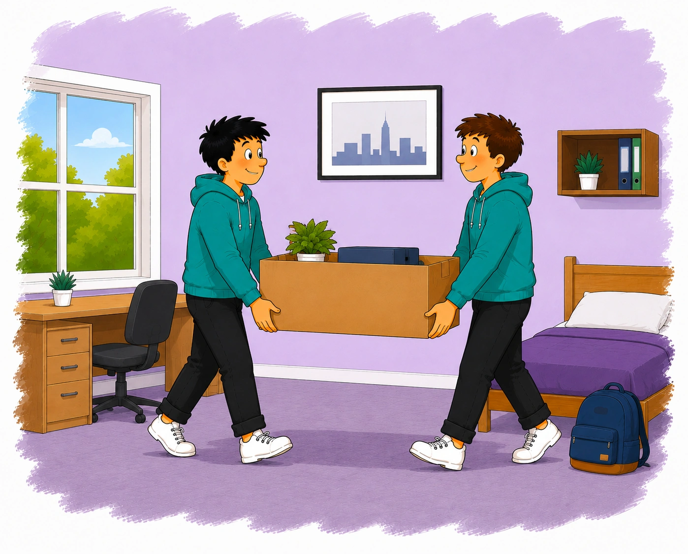 Student removals London with Beta Relocation moving boxes and room items